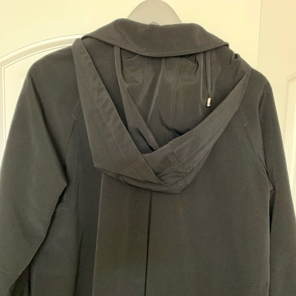 NWOT LIZ CLAIBORNE black hooded A-line trench coat 😍 - Picture 10 of 12
